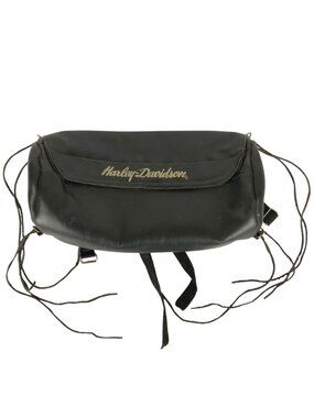 Harley-Davidson Black Leather Motorcycle Tool Bag Embroidered Script Logo Fringe